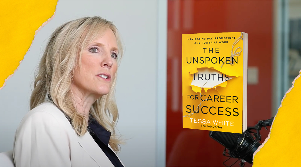 Tessa White with a microphone and The Unspoken Truths for Career Success